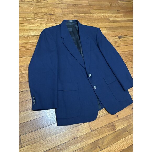 Towncraft Mens Blazer Jacket Sz 42S Blue Solid 2 Metal Button Sport Coat Vintage - Picture 3 of 6